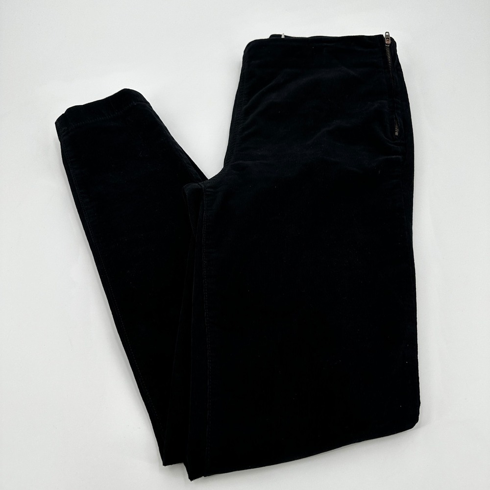 Tory Burch‎ Black Skinny Corduroy Side Zip Pants High Rise Size 28 Minimalist